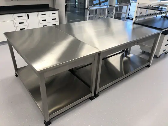 Stainless Steel Casework laboratory furniture installation by Lab Setup America