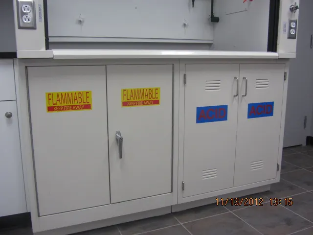 Specialty laboratory casework for acid and flammable storage cabinets