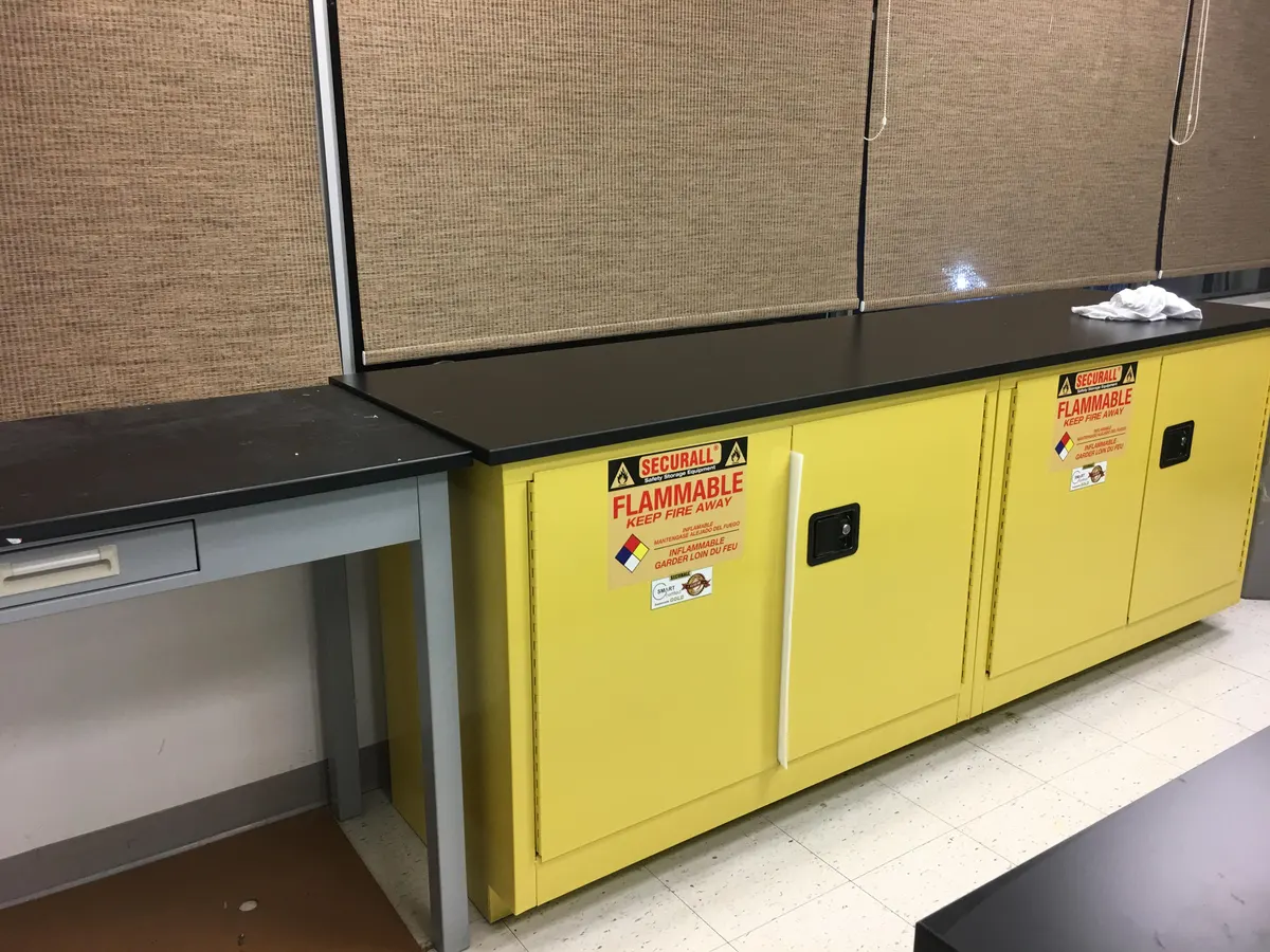 Laboratory safety storage cabinet for hazardous materials